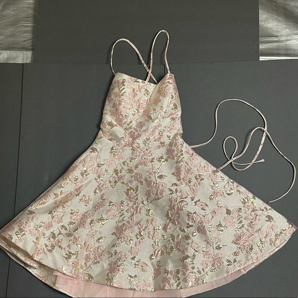 B. Darlin Mini Dress. Size 7/8. Pink + Gold.